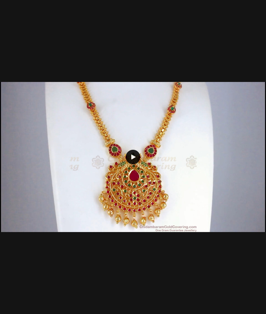 One Gram Gold Kemp Stone Gold Necklace Bridal Wear NCKN2428