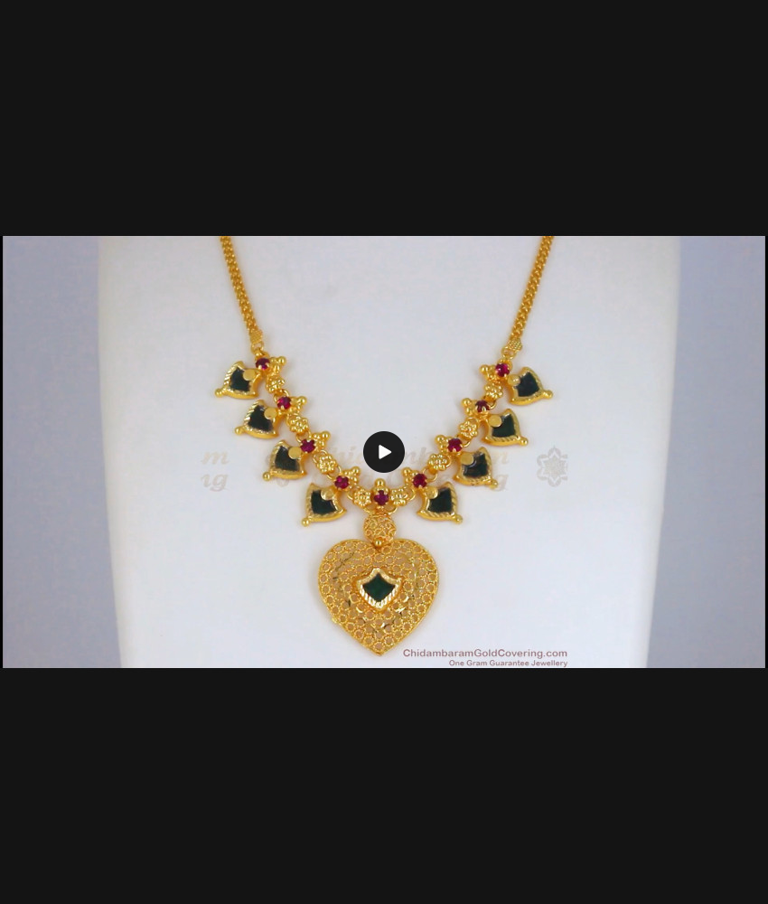 Traditional Heart Design Palakka Gold Plated Necklace NCKN2470