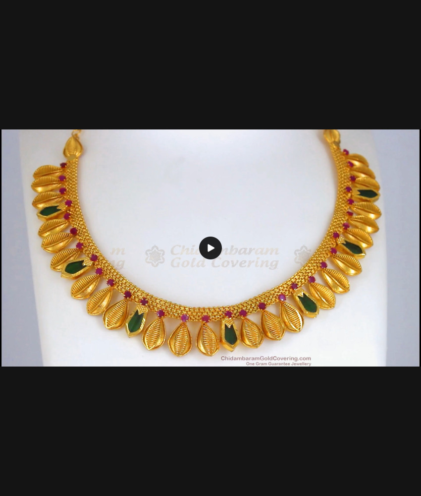 Grand Green Pallaka Stone Traditional Kerala Necklace NCKN2478 Grand Green Pallaka Stone Traditional Kerala Necklace NCKN2478