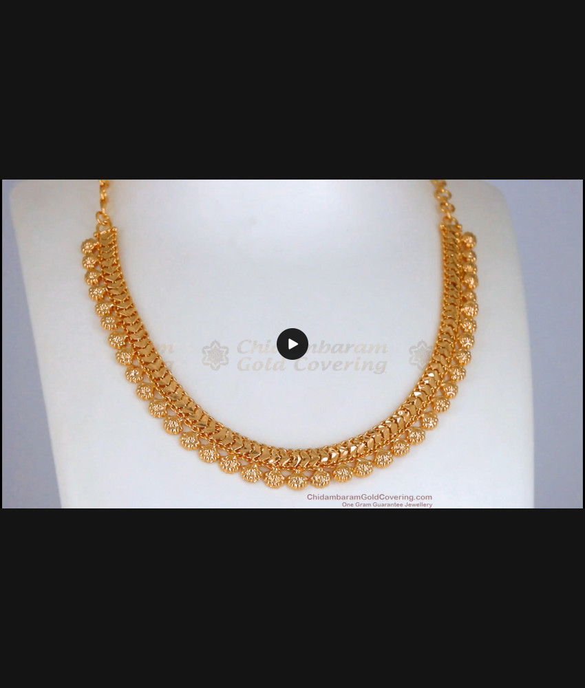 Close Neck One Gram Gold Necklace Heartin Chain Shell Design NCKN2533