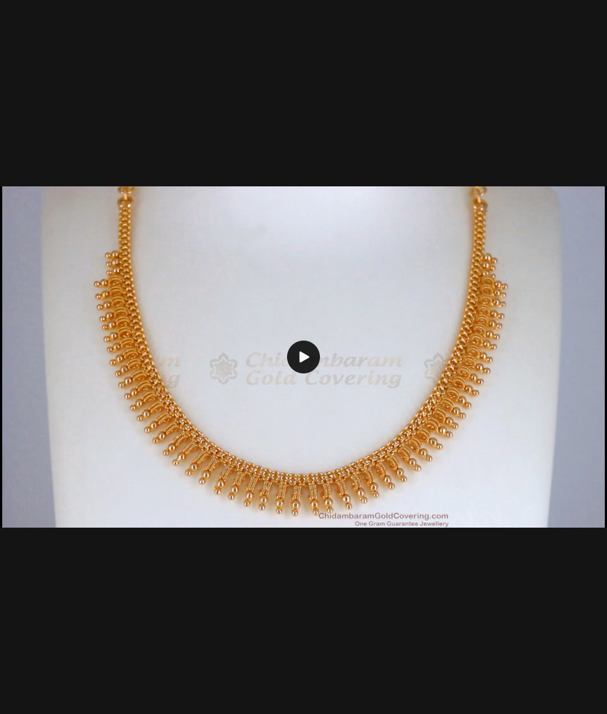 Gold Plated Necklace Net Pattern Mullaipoo Design Kerala Jewelry NCKN2535