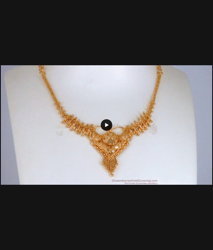 Kolkata Gold Tone Necklace Heart Shaped Hanging Beads NCKN2537