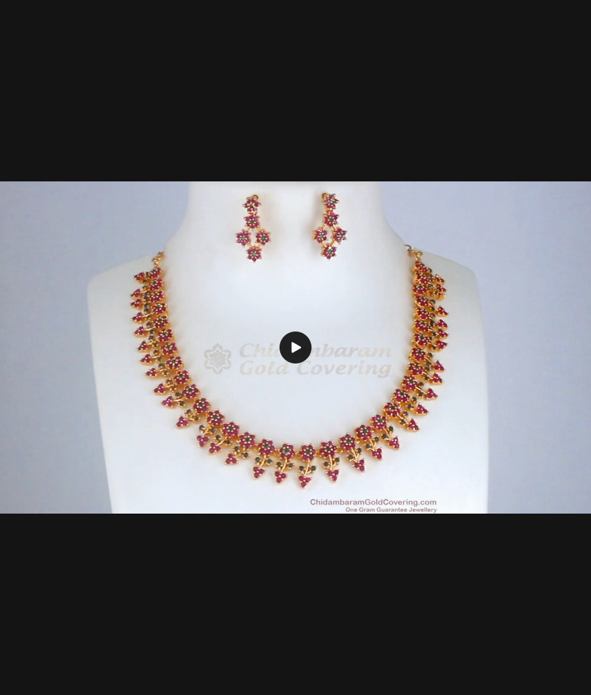 New One Gram Gold Necklace Earring Combo Set Designer Collection NCKN2566
