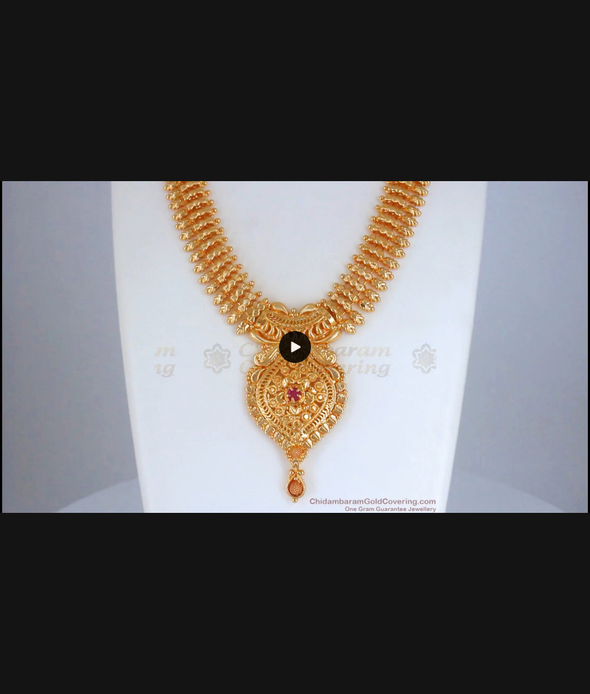 Grand Mullaipoo Design 1 Gram Gold Necklace Bridal Collection NCKN2581 Grand Mullaipoo Design 1 Gram Gold Necklace Bridal Collection NCKN2581