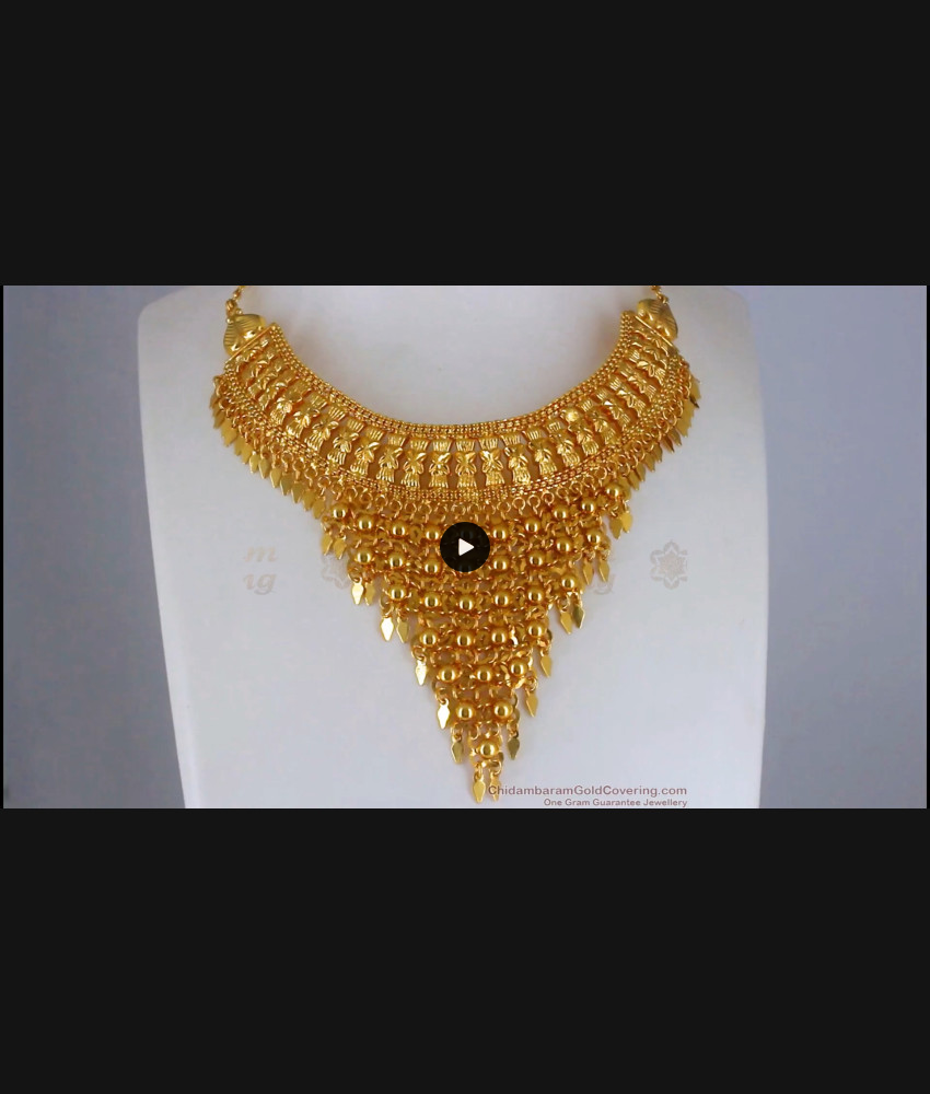 Bridal Gold Choker Necklace Elakkathali Design NCKN2609 Bridal Gold Choker Necklace Elakkathali Design NCKN2609