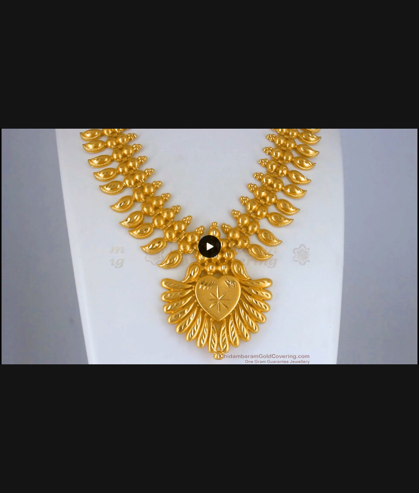 2 Gram Gold Necklace Kerala Pattern Bridal Wear NCKN2616 2 Gram Gold Necklace Kerala Pattern Bridal Wear NCKN2616