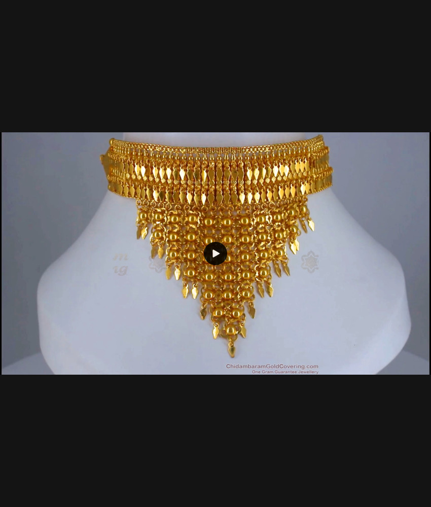 Kerala Net Pattern Gold Choker Necklace Elakathali Design NCKN2617 Kerala Net Pattern Gold Choker Necklace Elakathali Design NCKN2617