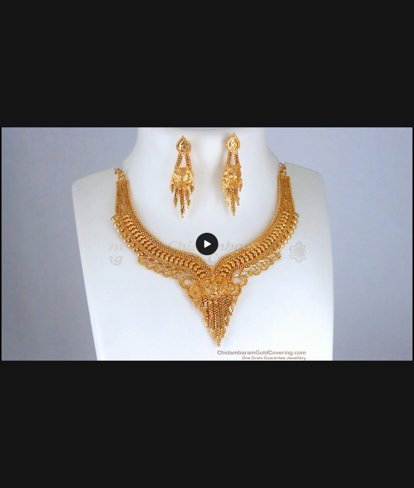 Bridal Calcutta Gold Necklace Earring Combo Set NCKN2651 Bridal Calcutta Gold Necklace Earring Combo Set NCKN2651