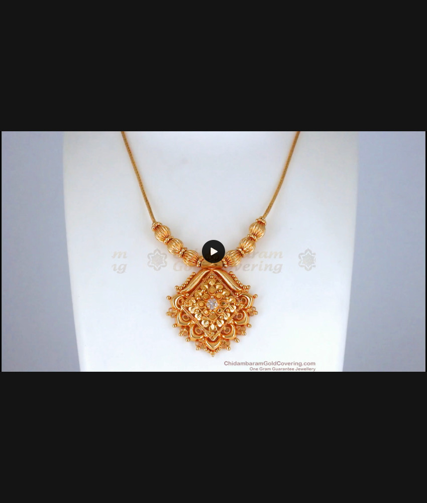 Single White Stone Traditional Gold Plated Necklace NCKN2664 Single White Stone Traditional Gold Plated Necklace NCKN2664