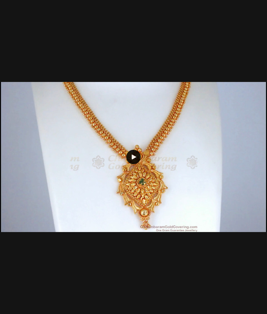 Emerald Stone Gold Necklace Calcutta Pattern Bridal Collection NCKN2666 Emerald Stone Gold Necklace Calcutta Pattern Bridal Collection NCKN2666