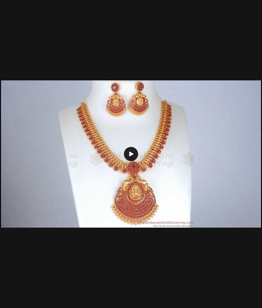 Glittering Ruby Stone Gold Plated Necklace Earring Combo NCKN2671 Glittering Ruby Stone Gold Plated Necklace Earring Combo NCKN2671