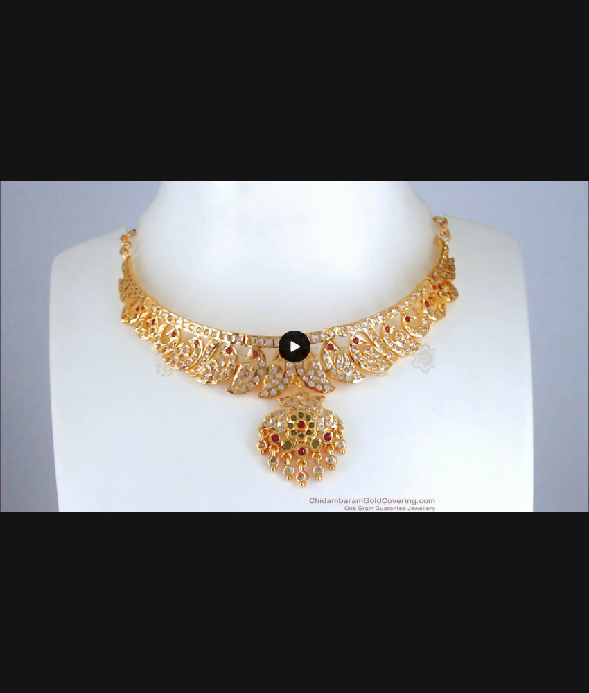 Grand Peacock Pattern Impon Choker Necklace Bridal Collection NCKN2707 Grand Peacock Pattern Impon Choker Necklace Bridal Collection NCKN2707