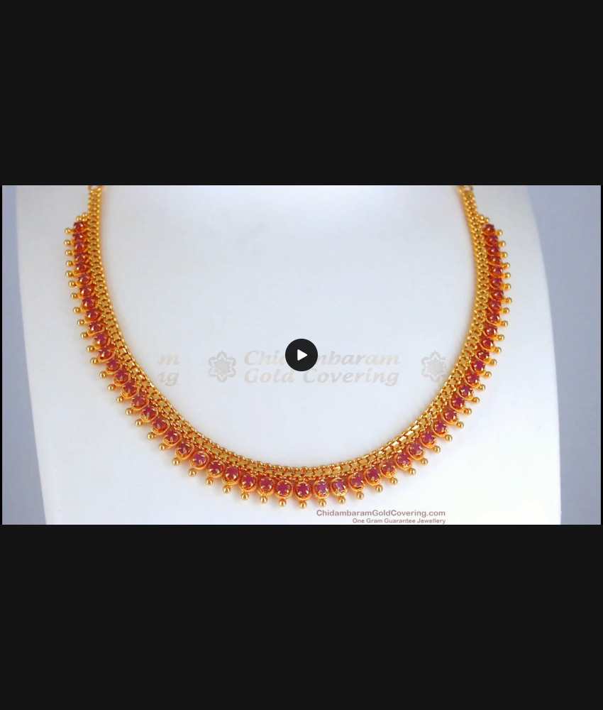 Micro Gold Plated Ruby Necklace Mottu Design NCKN2713 Micro Gold Plated Ruby Necklace Mottu Design NCKN2713