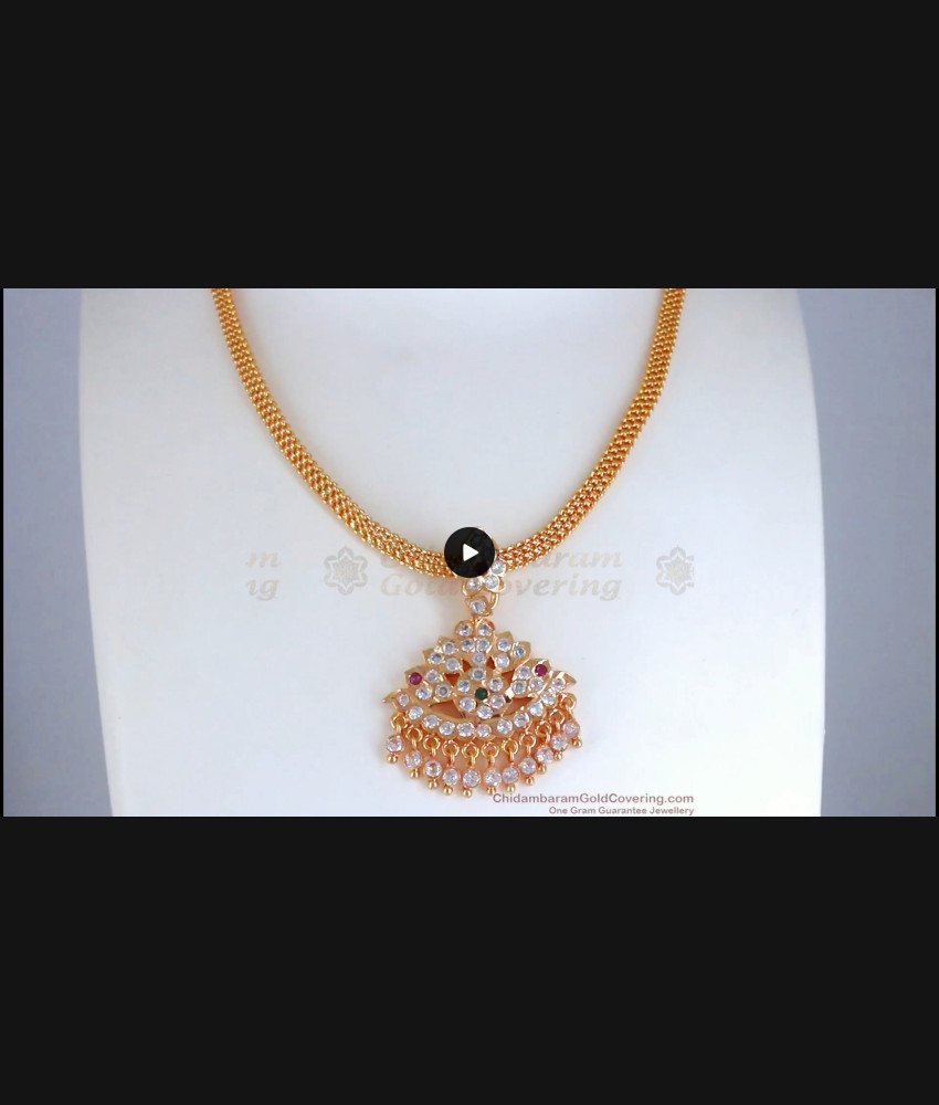 Traditional Impon Necklace Multi Stone Panchaloga Attigai Collection NCKN2730 Traditional Impon Necklace Multi Stone Panchaloga Attigai Collection NCKN2730