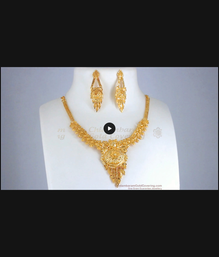 2 Gram Gold Forming Necklace Design With Earrings NCKN2734