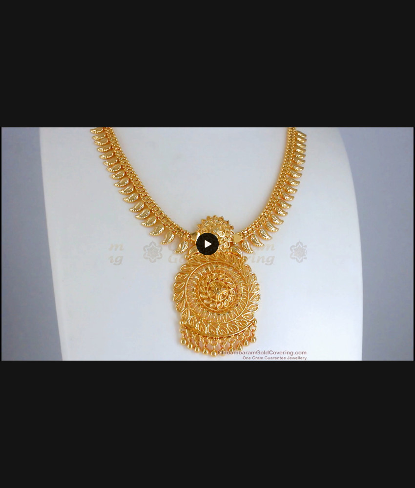 1 Gram Gold Necklace Bridal Collection Leaf Design NCKN2756