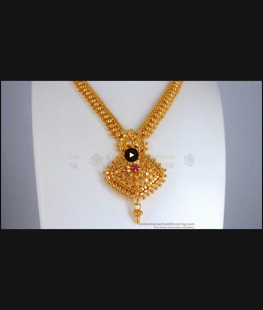 Heavy Gold Pattern Gold Plated Necklace Ruby Stone Shop Online NCKN2757 Heavy Gold Pattern Gold Plated Necklace Ruby Stone Shop Online NCKN2757