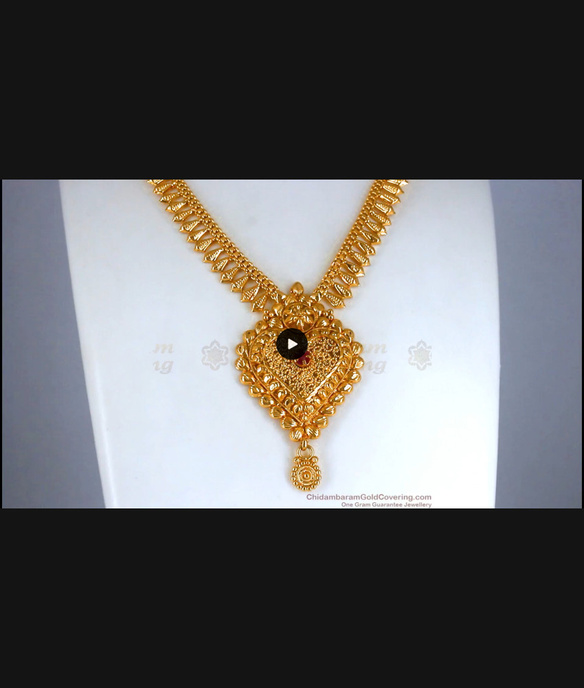 Kerala Wedding Jewelry Gold Plated Necklace Ruby Stone Shop Online NCKN2847 Kerala Wedding Jewelry Gold Plated Necklace Ruby Stone Shop Online NCKN2847