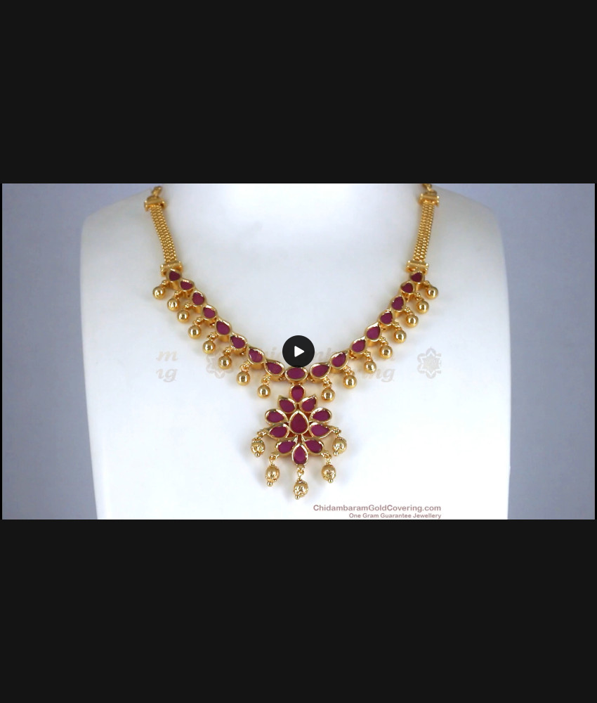 Full Ruby Kemp Stone Gold Plated Necklace Shop Online NCKN2853