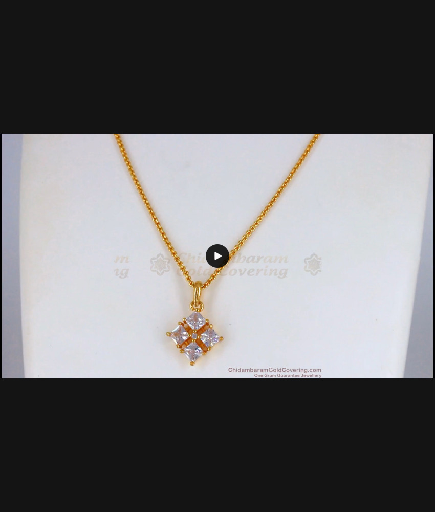 AD White Stone Pendant Chain Model Short Chain For Ladies SMDR617 AD White Stone Pendant Chain Model Short Chain For Ladies SMDR617