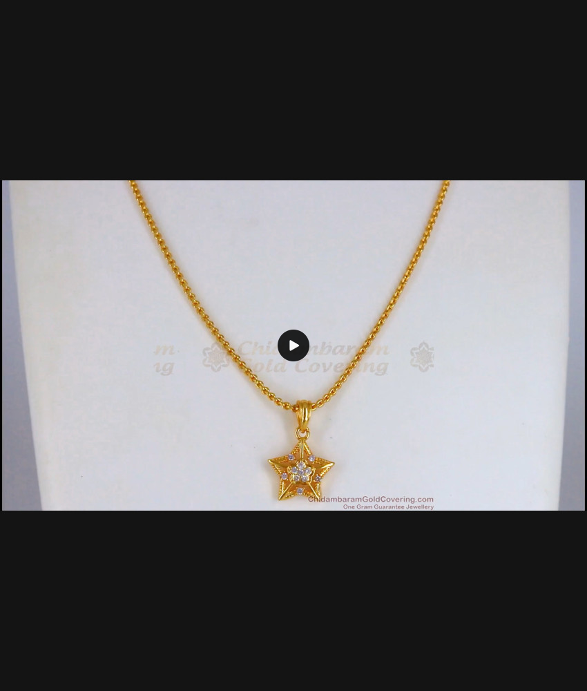 AD White Stone Star Pendant Chain Model Short Chain For Ladies SMDR621 AD White Stone Star Pendant Chain Model Short Chain For Ladies SMDR621