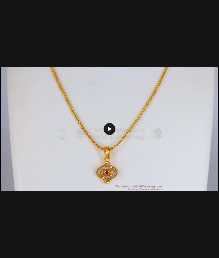 Trendy One Gram Gold Stone Pendant Collections Short Chain For Girls SMDR625 Trendy One Gram Gold Stone Pendant Collections Short Chain For Girls SMDR625