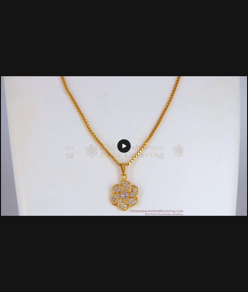 Sparkling White Diamond Flower Pendant Gold Chain Collections SMDR630 Sparkling White Diamond Flower Pendant Gold Chain Collections SMDR630