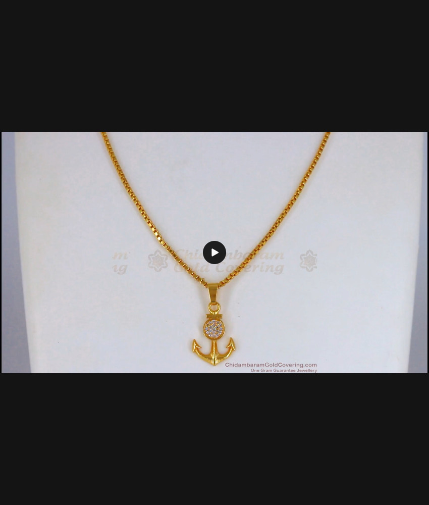 Single Solitaire Diamond Anchor Pendant Designs Gold Chain Collections SMDR632 Single Solitaire Diamond Anchor Pendant Designs Gold Chain Collections SMDR632