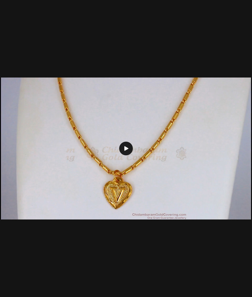 V For Victory Name Letter Pendant One Gram Gold Short Chain Collections SMDR641 V For Victory Name Letter Pendant One Gram Gold Short Chain Collections SMDR641