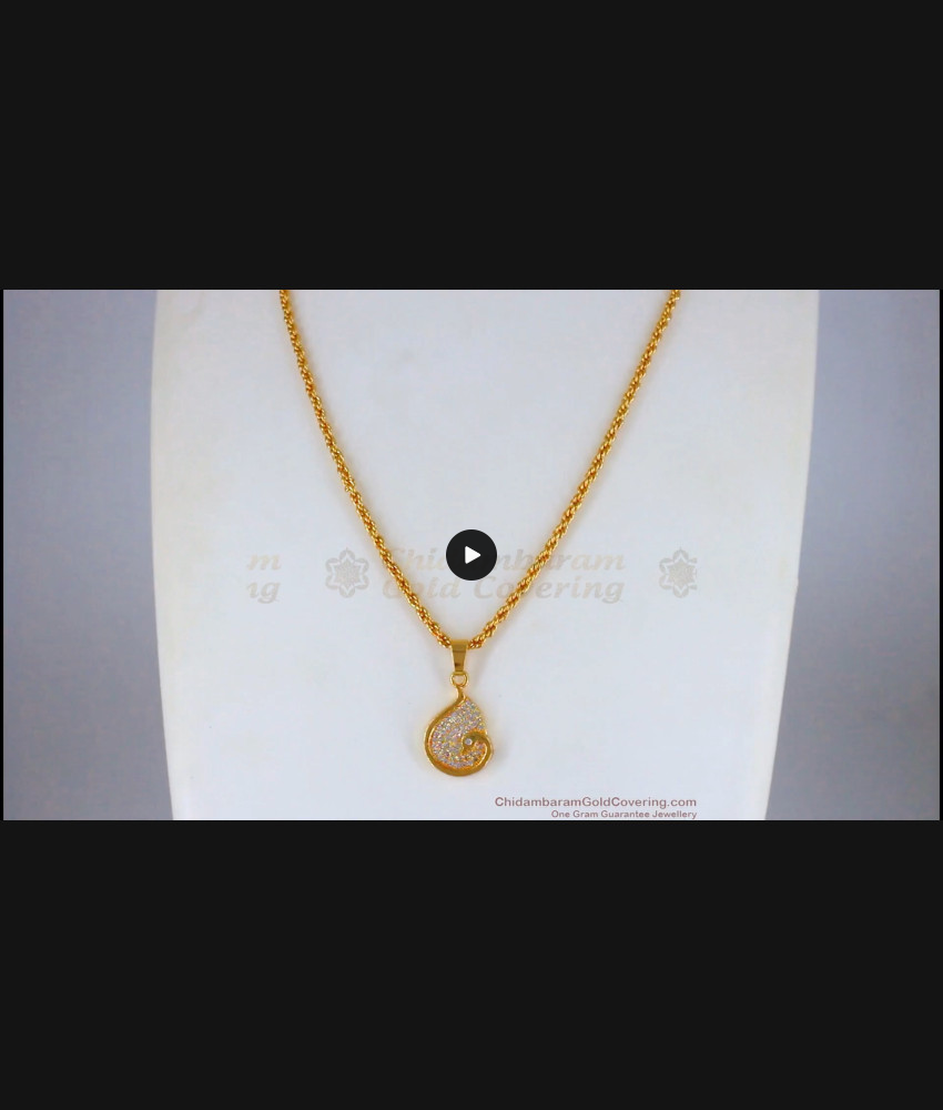 Peacock Design AD White Stone Gold Small Pendant Chain SMDR670 Peacock Design AD White Stone Gold Small Pendant Chain SMDR670