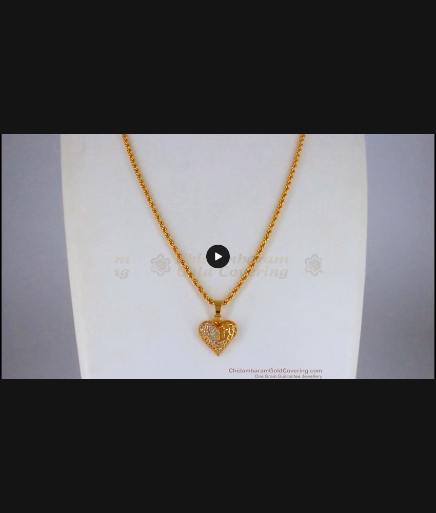 Trendy Heartin Design AD White Stone Small Pendant Chain SMDR671 Trendy Heartin Design AD White Stone Small Pendant Chain SMDR671