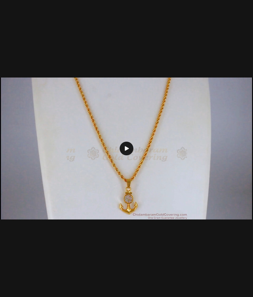 Tiny Anchor AD White Gold Small Pendant Chain SMDR672