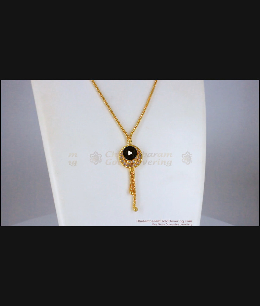 Fancy Design AD White Stone Gold Pendant Short Chain SMDR674