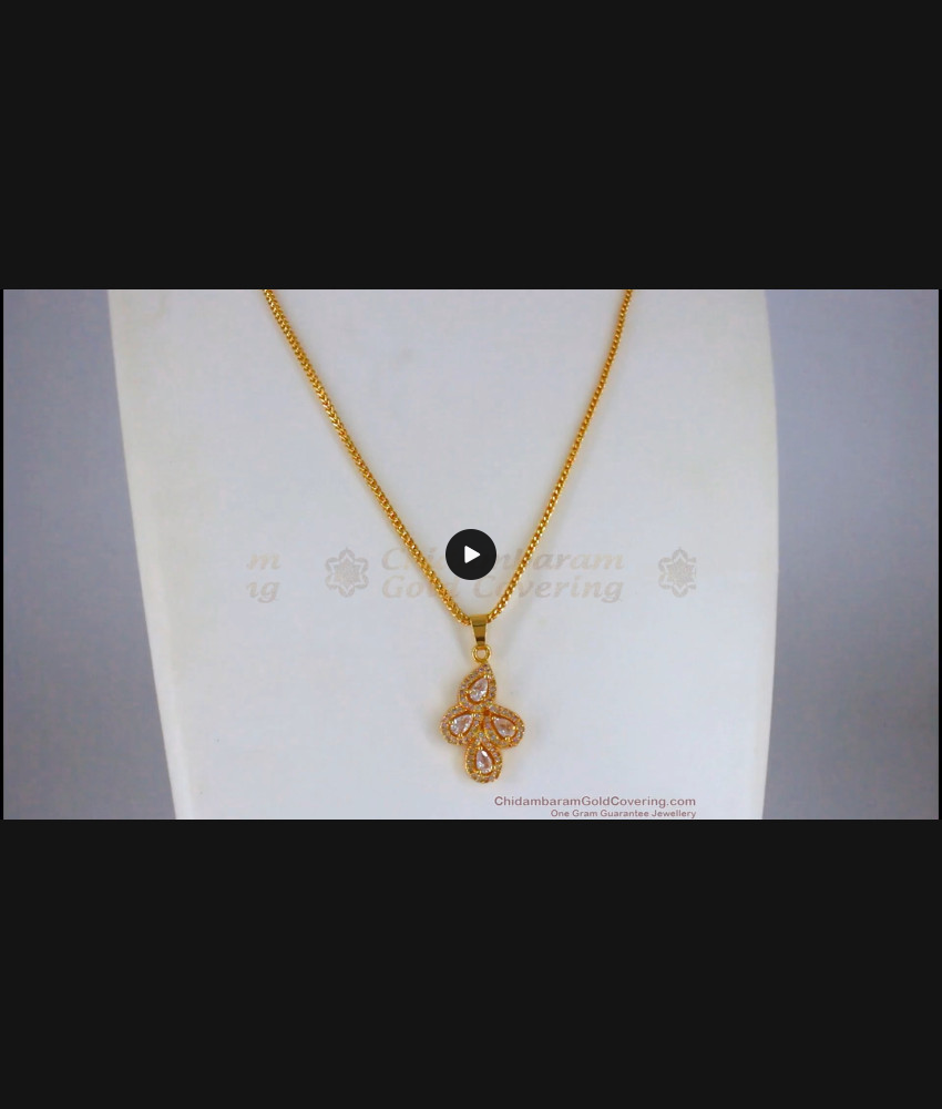 Grapes Pattern AD White Stone Pendant Gold Short Chain SMDR675