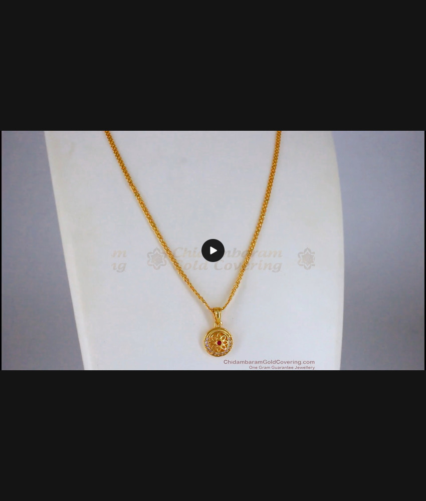 AD Ruby White Stone Pendant Gold Short Chain Shop Online SMDR679 AD Ruby White Stone Pendant Gold Short Chain Shop Online SMDR679