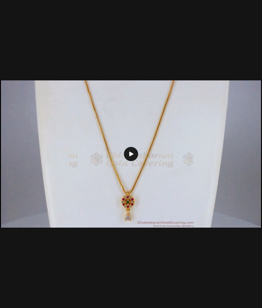 Multi Color Stone Small Pendant Gold Short Chain SMDR695 Multi Color Stone Small Pendant Gold Short Chain SMDR695
