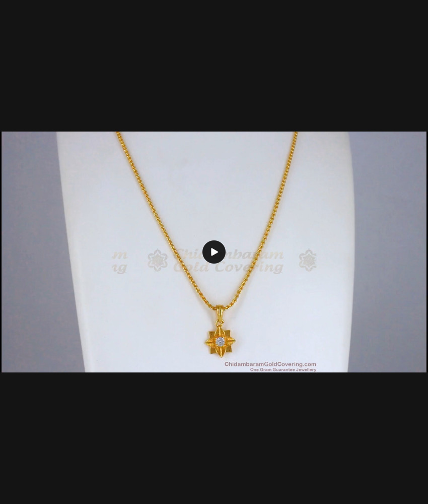 1 Gram Gold Pendant With Chain Star Design White Stone SMDR702 1 Gram Gold Pendant With Chain Star Design White Stone SMDR702