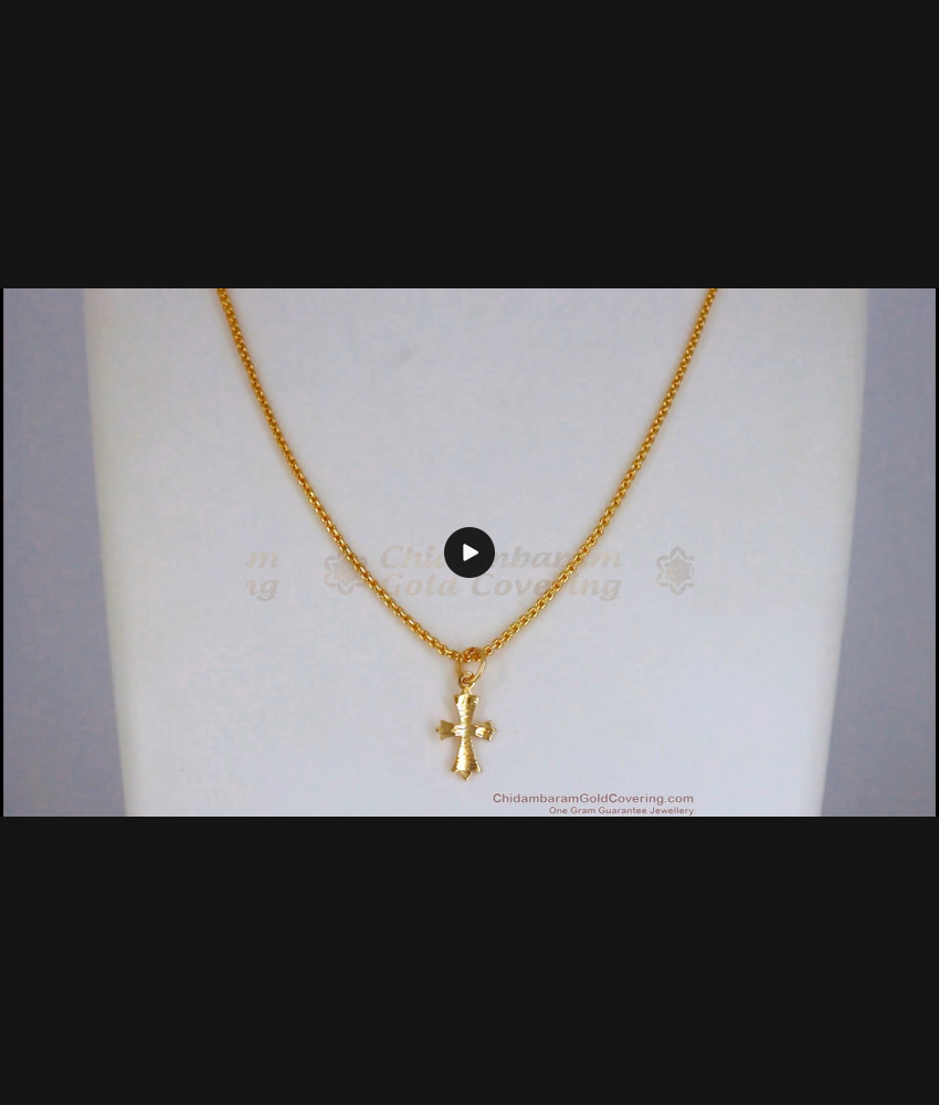 Traditional Cross Symbol Christian Pendant Gold Chain SMDR724