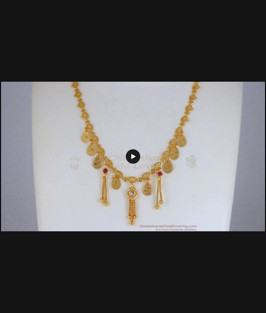 Shinning Gold Chain Ruby White Stone Dollar SMDR778
