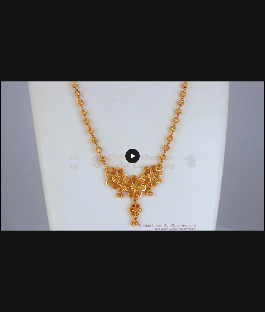 One Gram Gold Chain Triple Flower Design Shop Online SMDR783