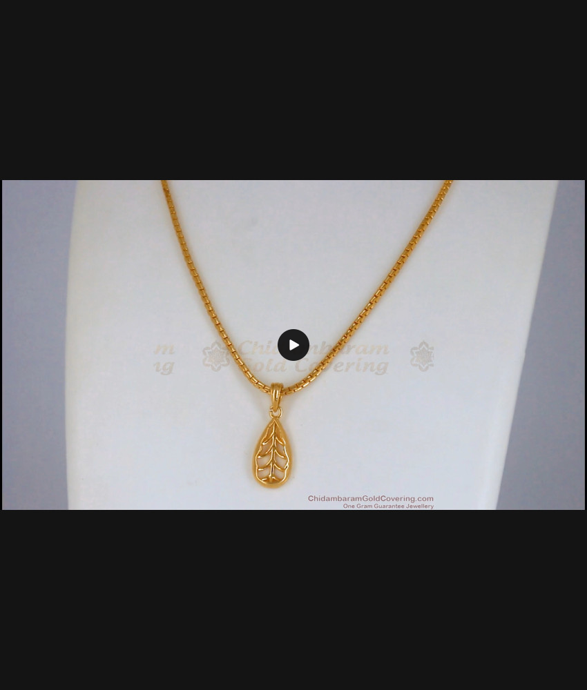 Pure Gold Tone Leaf Pendant Daily Wear Cubic Chain SMDR789 Pure Gold Tone Leaf Pendant Daily Wear Cubic Chain SMDR789