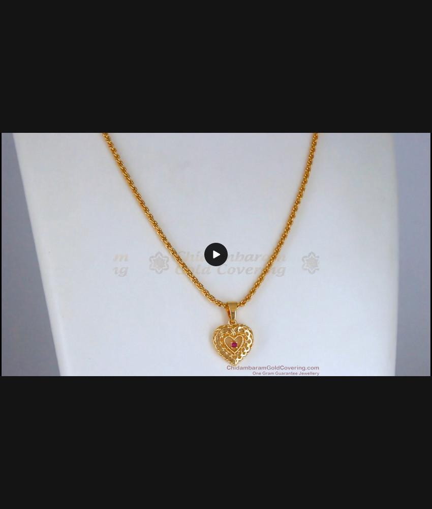Heart Shaped Ruby Stone Gold Pendant Chain Women Fashion SMDR827 Heart Shaped Ruby Stone Gold Pendant Chain Women Fashion SMDR827