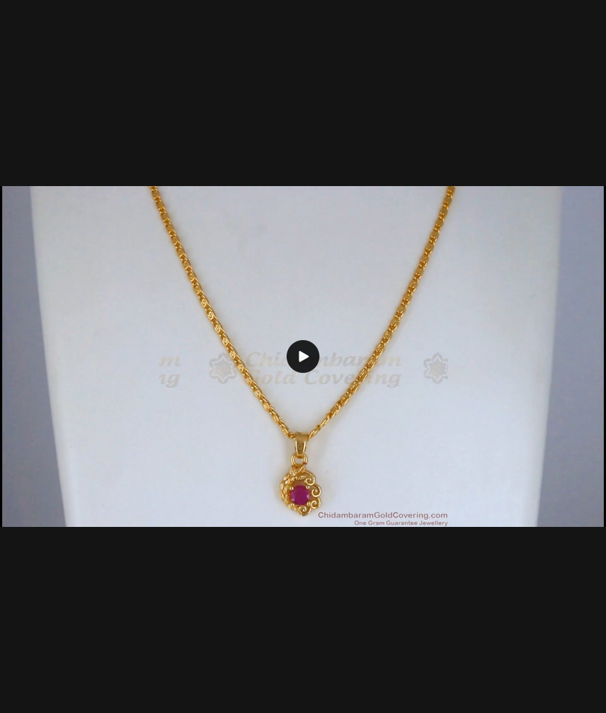 Beautiful Ruby Stone Gold Plated Pendant Chain Daily Wear SMDR829 Beautiful Ruby Stone Gold Plated Pendant Chain Daily Wear SMDR829