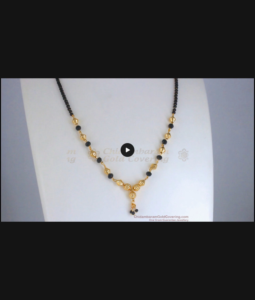 Daily Wear Black Beaded Gold Plated Mangalsutra Shop Online SMDR848 Daily Wear Black Beaded Gold Plated Mangalsutra Shop Online SMDR848