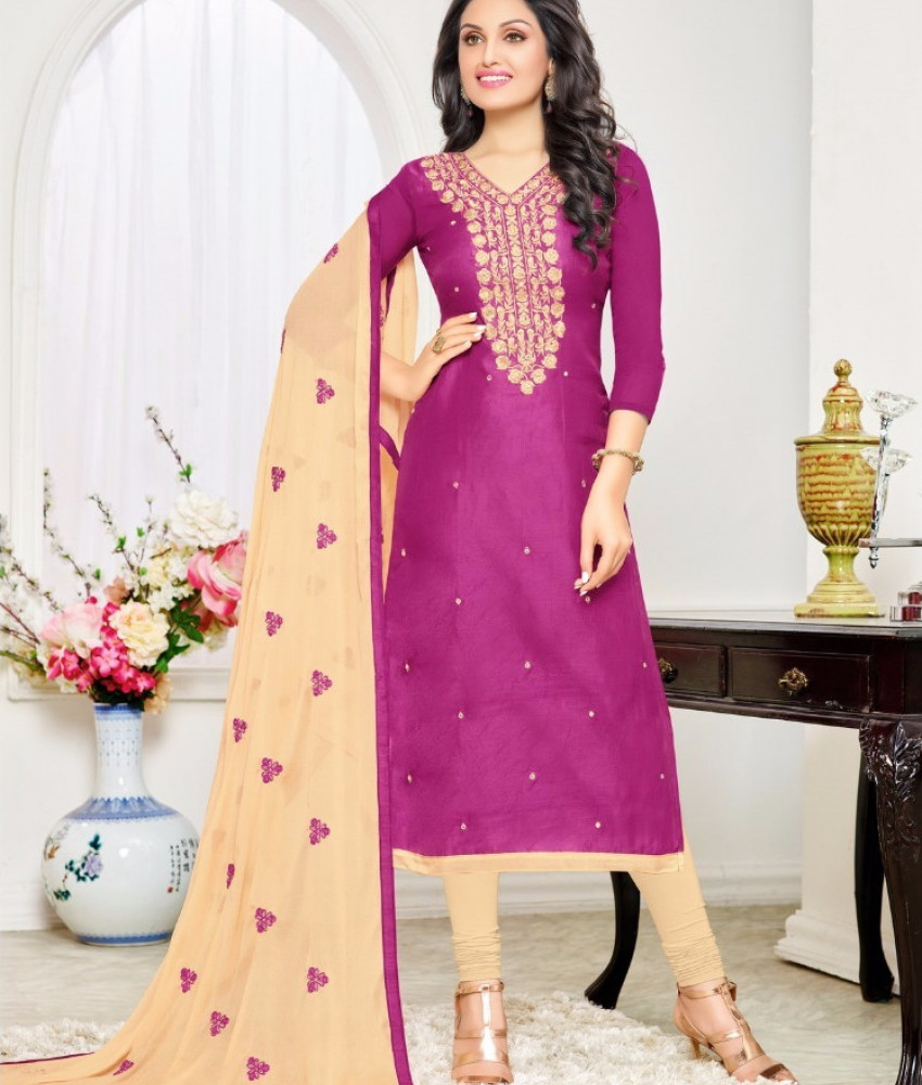 NK1008 Purple Banarasi Heavy Embroidered Neck Unstitched Salwar Suit