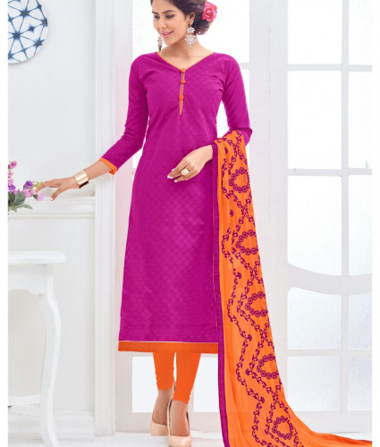 orange and pink combination dress material