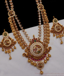ANTQ1014 - Bridal Wear Premium Quality Antique Haaram Earrings Set ANTQ1014 - Bridal Wear Premium Quality Antique Haaram Earrings Set