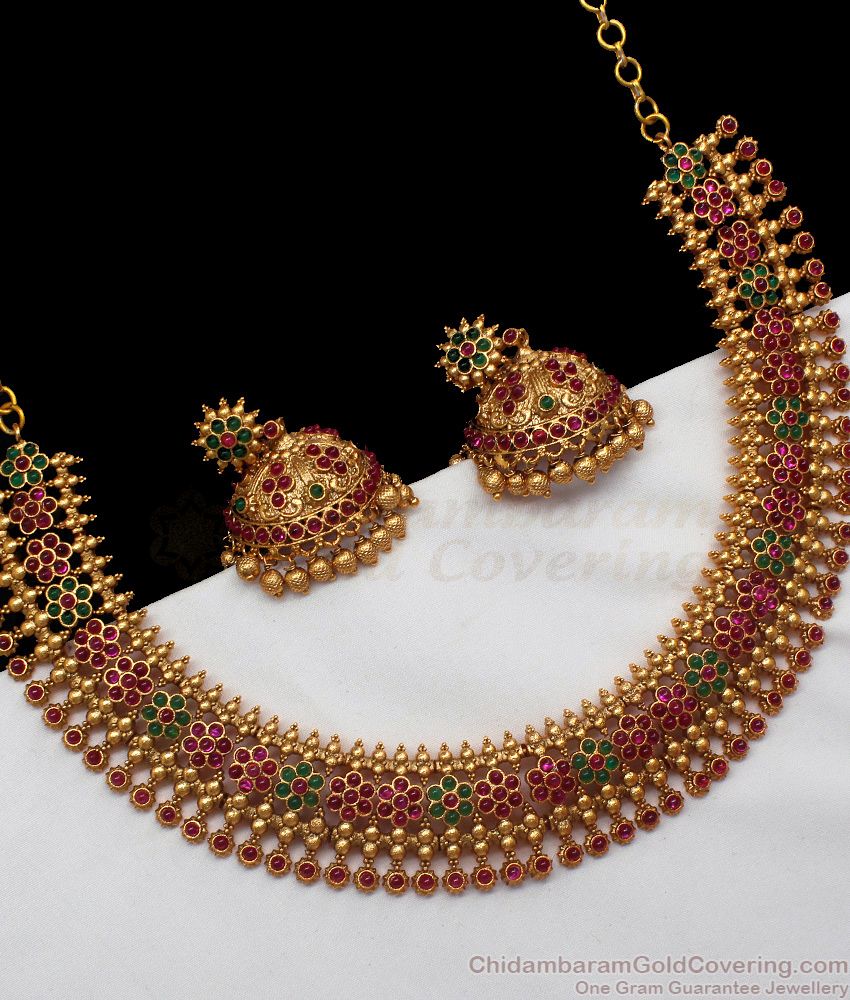 TNL1026 - Full Neck Antique Choker Type Bridal Necklace Wedding Collections