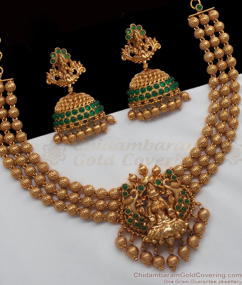 TNL1045- Traditional Lakshmi Design Antique Necklace With Earrings