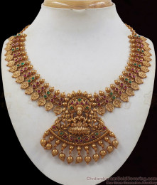 TNL1047 - Ruby Emerald Stone Gold Antique Necklace Collections TNL1047 - Ruby Emerald Stone Gold Antique Necklace Collections